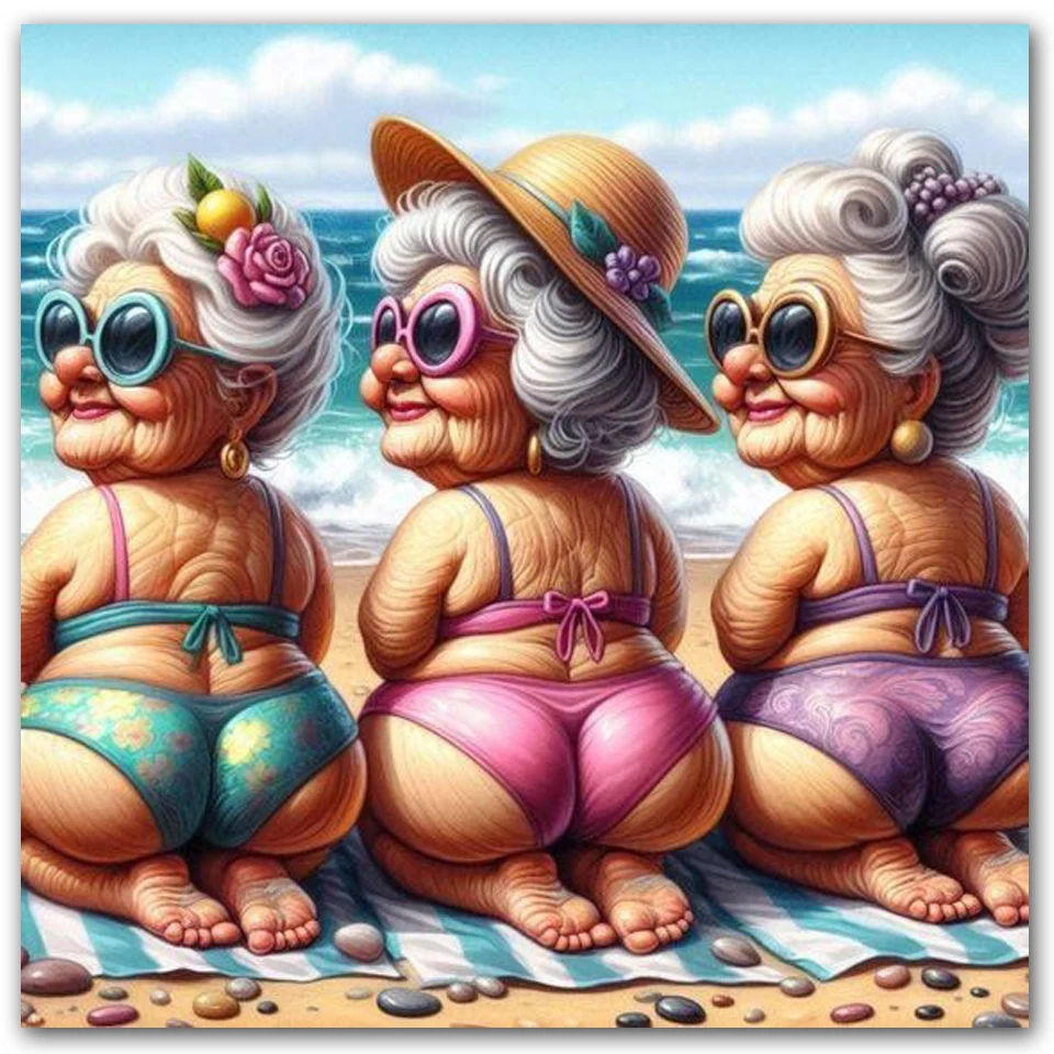 Swimsuit Fashion Granny 5D DIY Diamond Painting Beach grandmother New 2024 Cross Stitch Kits Mosaic Diamond Embroidery art Sale