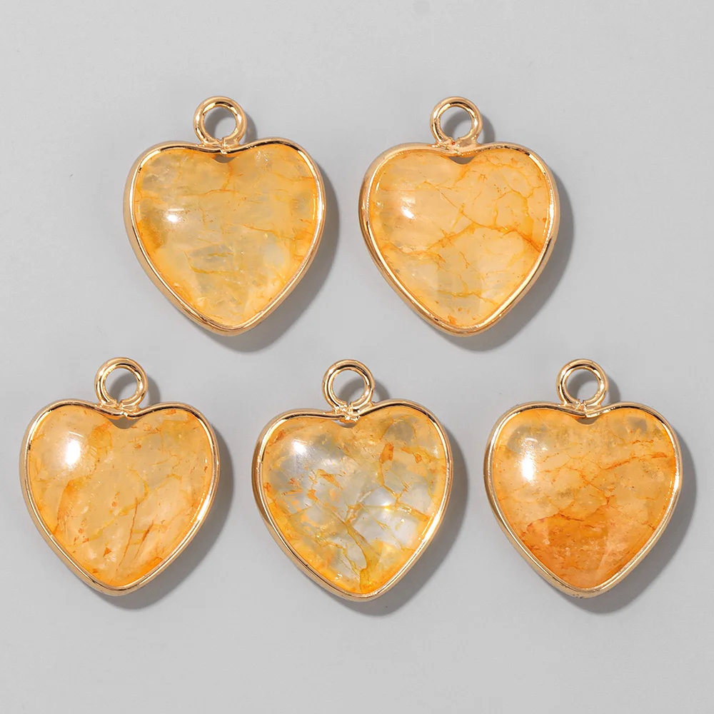 Cute Heart Shape Stone Pendant Natural Gem Charm
