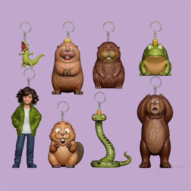 

Hot 8pcs keychain Hoppers Cartoon Beaver Action Figure Exquisite PVC Model Desktop Decoration Collectible Peripheral Toy Gift