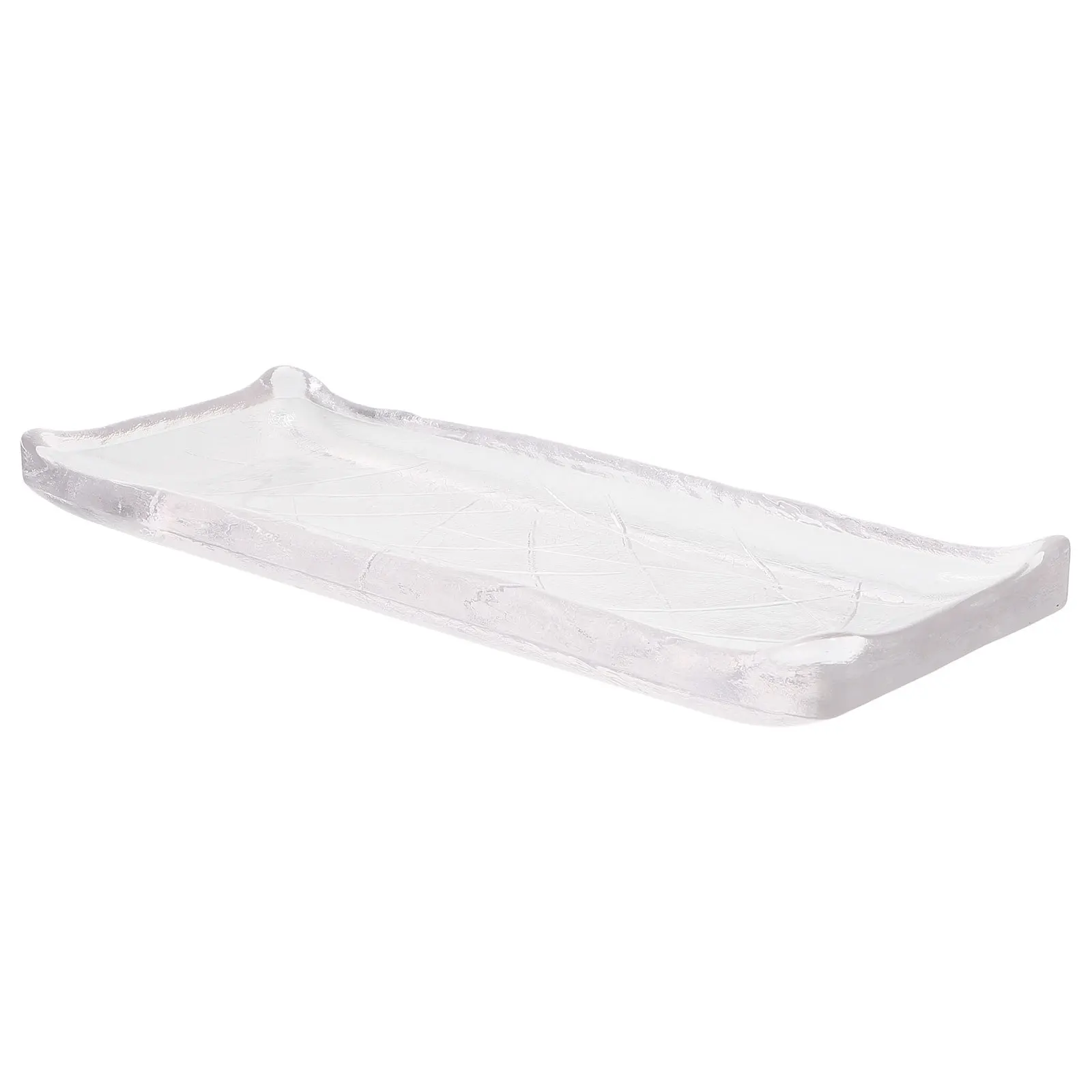 

1Pcs Transparent Oblong Glass Food Plate Smooth Surface Sushi Serving Tray Western Food Dinner Tableware Rectangular Plate
