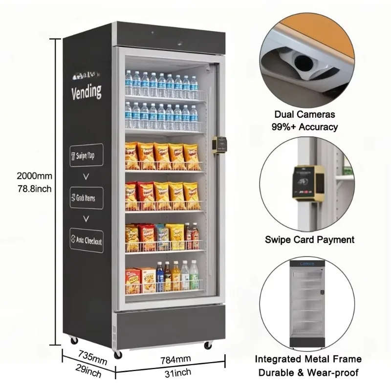 Designed 400L Snack & Drink Vending Machine with External Display Screen QR E-wallet Payment Option