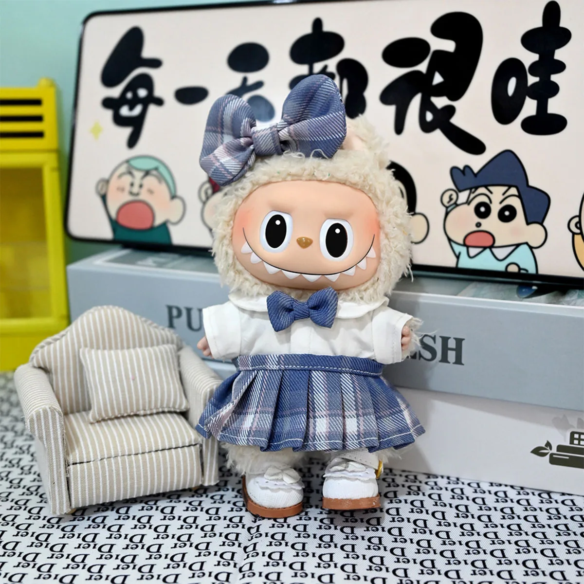 Mignon Mini poupée vêtements mode salopette jupe plissée ensemble pour Labubu idole V1 V2 V3 poupées vêtements poupée accessoires