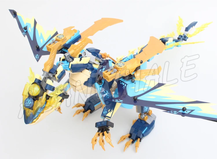 1038pcs Shinobi Elemental Dragon vs. The Empress Mech Gold-bladed Flying Vehicle 1796 Building Block Toys Compatible with Model