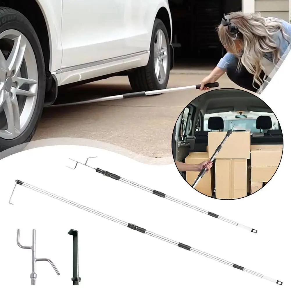 Multifunctional Grabber Reach Retriever Tool Heavy Duty Truck Accessories Telescoping Pull Pole With Two Hooks