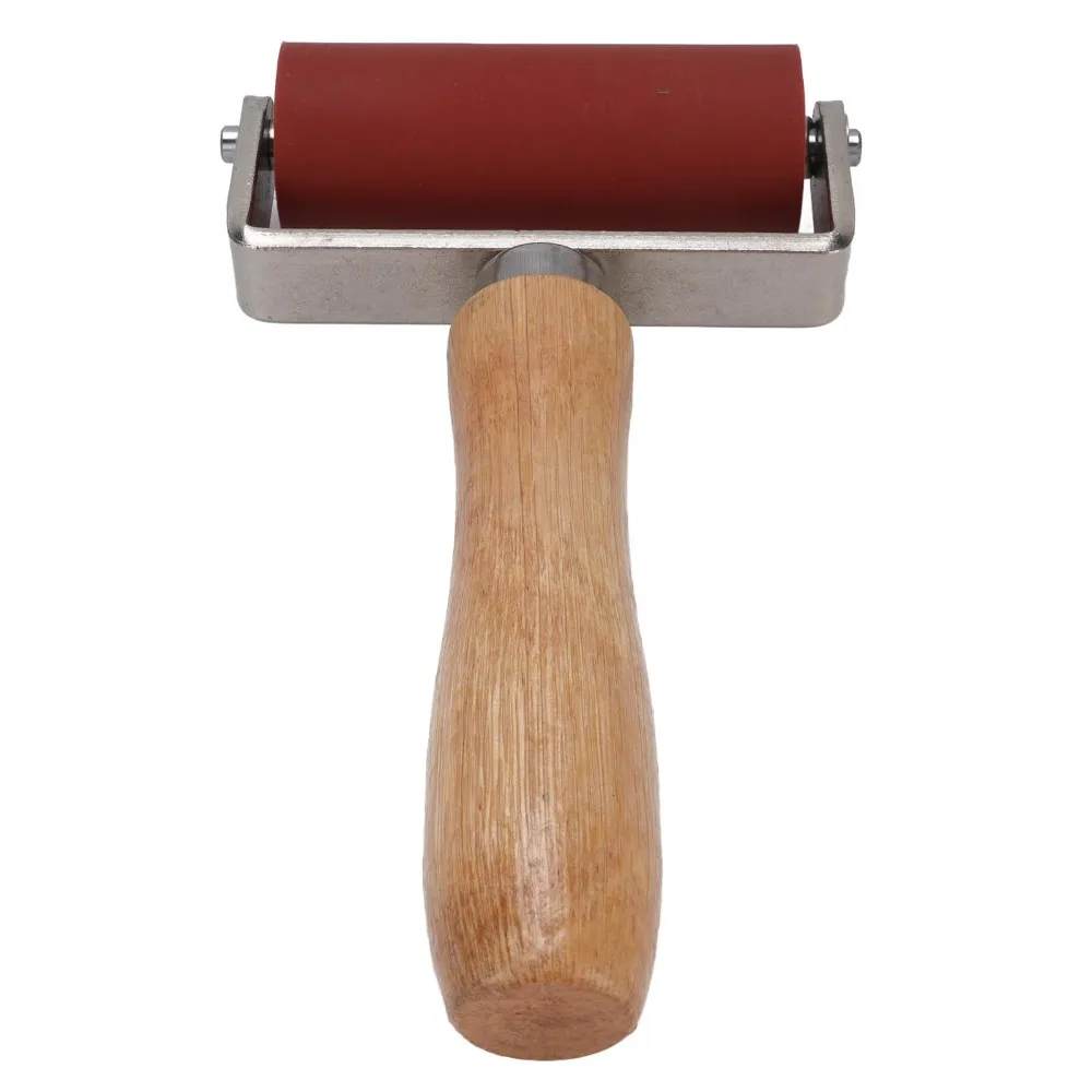 32mm Dia Silicone Seam Roller 2 Way Bearing Rubber Brayer Roller Press Roller Red 80mm Width Hand Pressure Roller For Roofing