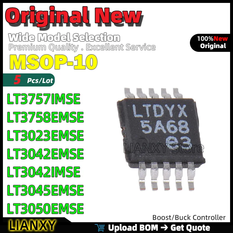 5pcs MSOP-10 LT3757IMSE LT3758EMSE LT3023EMSE LT3042EMSE LT3042IMSE LT3045EMSE LT3050EMSE Boost/Buck Controller New Original