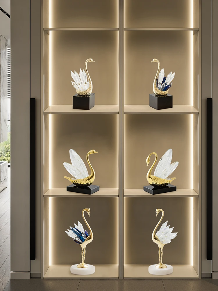 Imagem -02 - Crystal Stone Swan Light para Decoração de Casa Ornamentos de Mesa de Luxo Sala de Estar tv Cabinet Presentes High-end