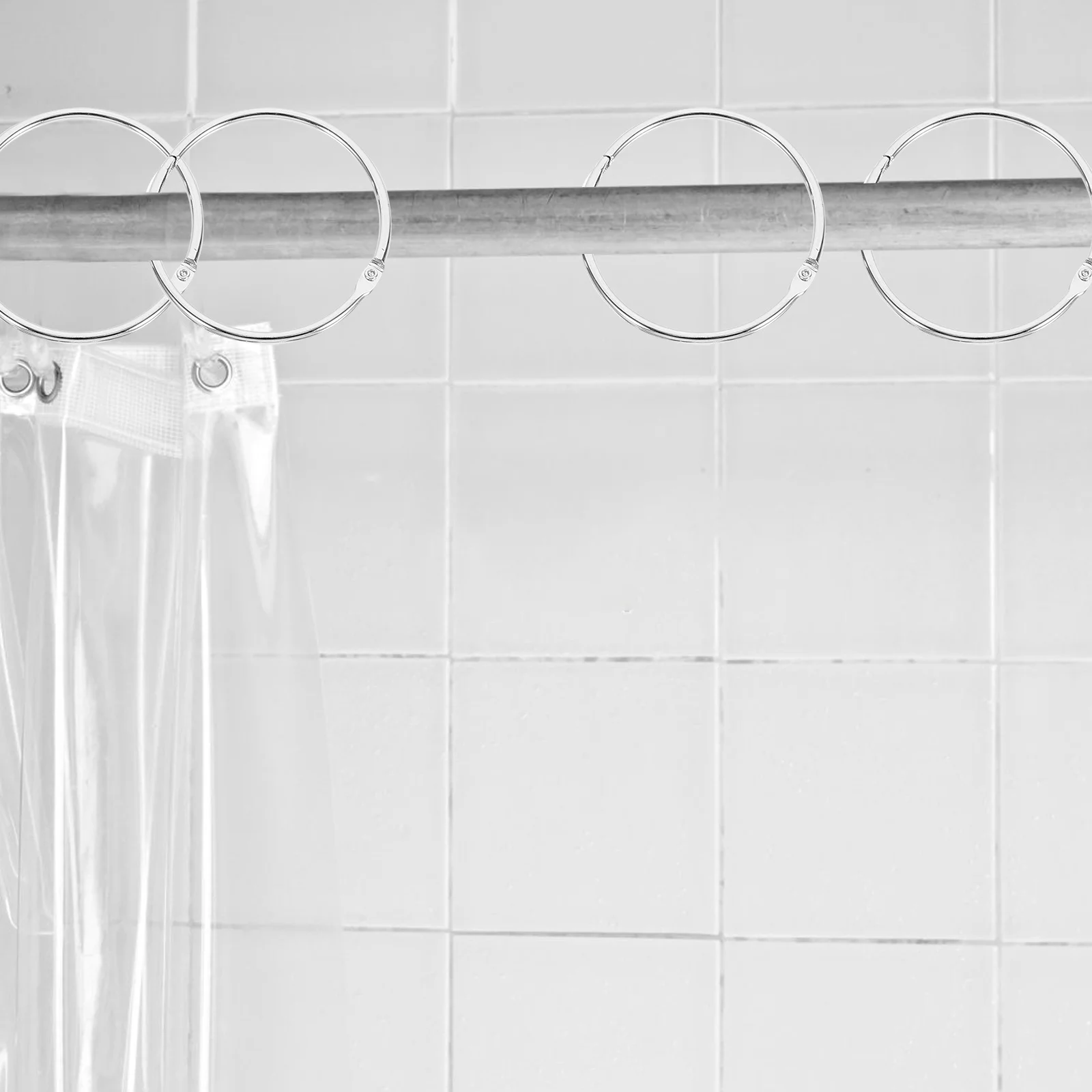 

24Pcs Durable Iron Shower Curtain Rings Classic Colors Easy Installation Household Curtain Rod Rings Accessories