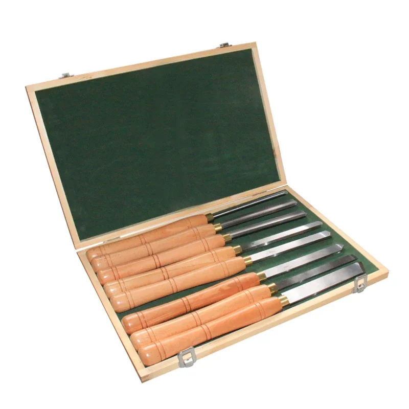 Wood Turning Tools Lathe Chisel Set Wooden Case Lathe 8 Piece Wood Lathe