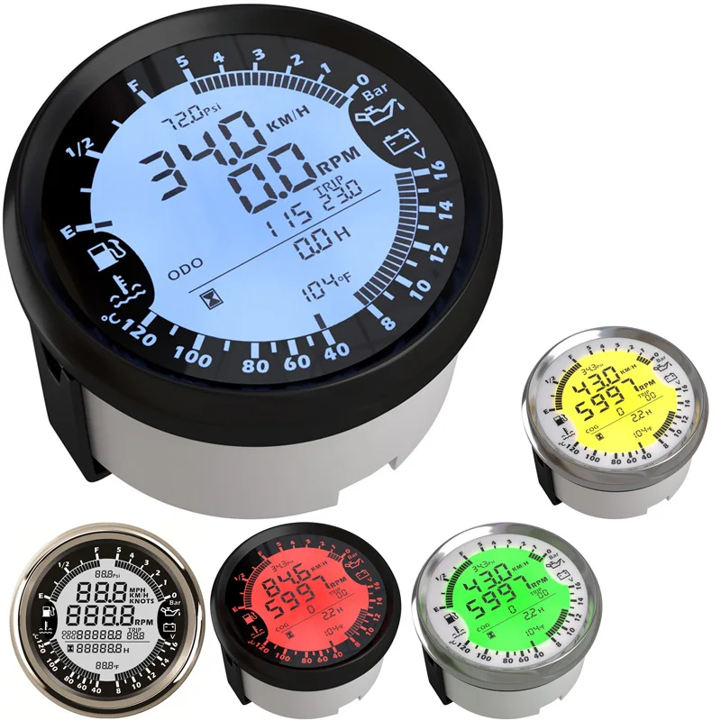 

New Style Auto 6 In 1 Multifunction GPS Speedometers Digital Tachometers 0-190ohm Fuel Gauges Water Temp Meters Voltmeters 8-16v