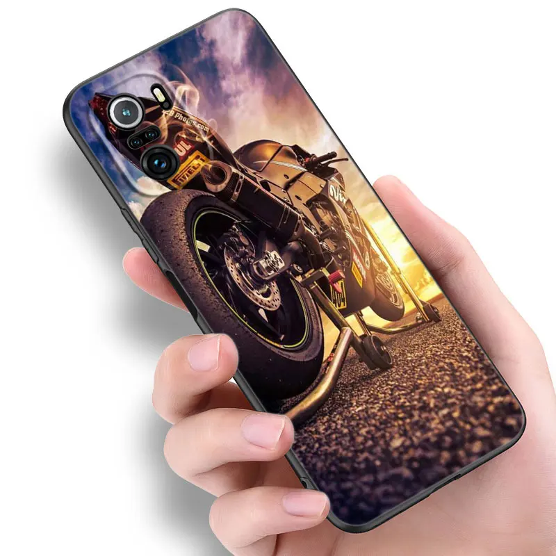 Moto Cross Motorcycle Sports Black Silicone Phone Case For Xiaomi POCO X3 X4 NFC F5 M3 M4 M6 X5 X6 Pro F3 F4 GT 5G C55 C65 M5