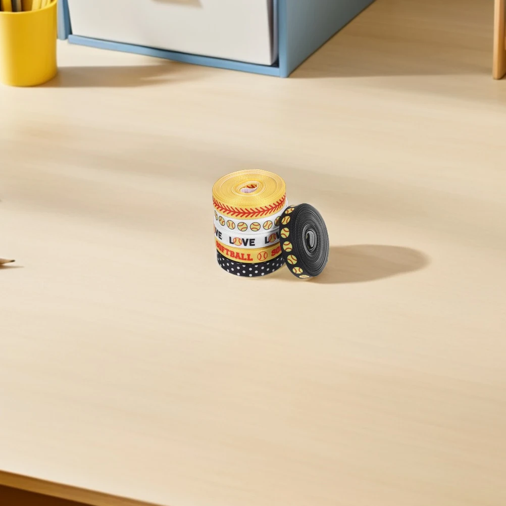 

6PCS Baseball Ribbon Softball Party Supplies Decorations Vibrant Colors DIY Craft Polyester Material Fade Resistant Clear