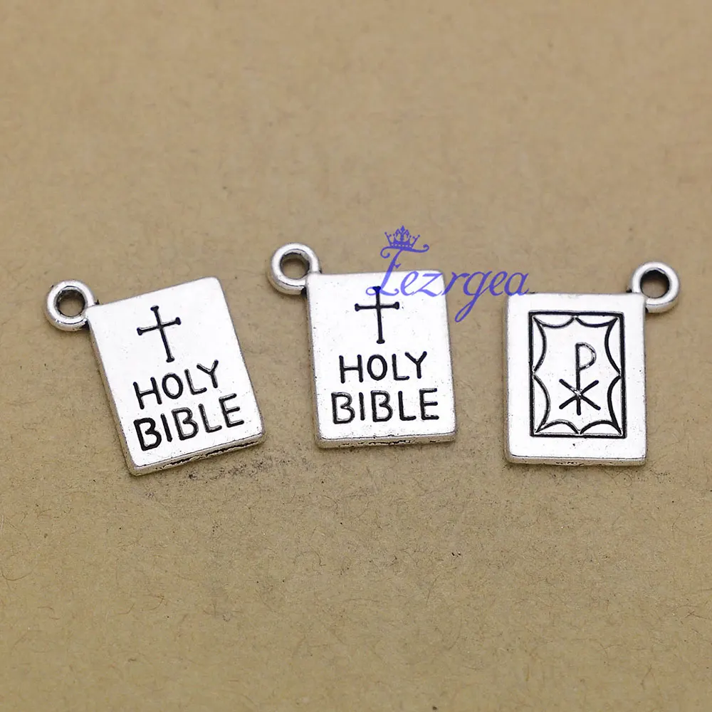 20pcs/lots Cross Charms Jesus Christ Christianity Virgin Mary Bible Book Church Heart Pendants For Diy Jewelry Making Supplies