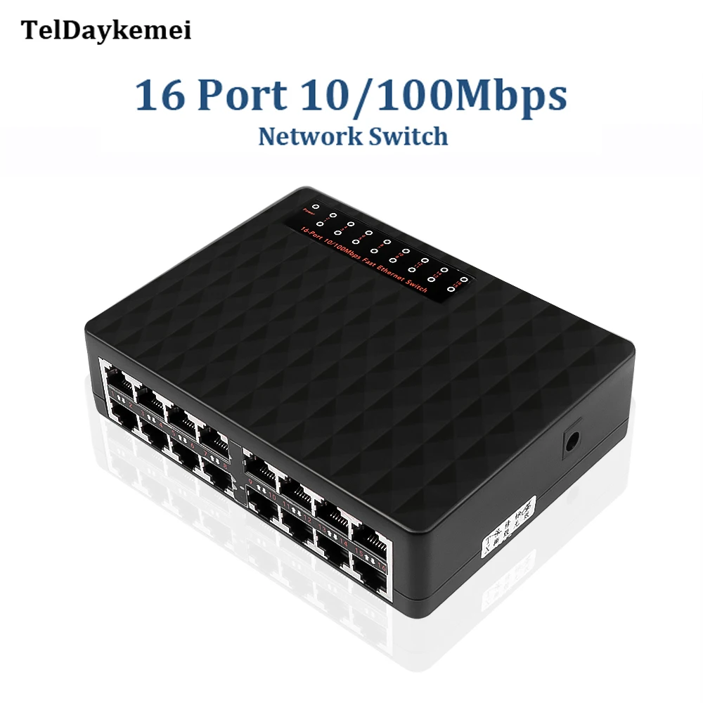 16 Port 10/100Mbps Network Switch Fast Ethernet Smart Switcher High Performance RJ45 Hub Internet Splitter