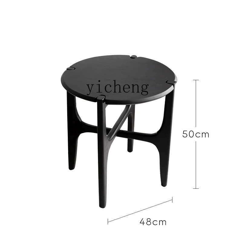 

ZF Side Table Silent Wind Black Simple Living Room Home Sofa Small round Table Corner Table