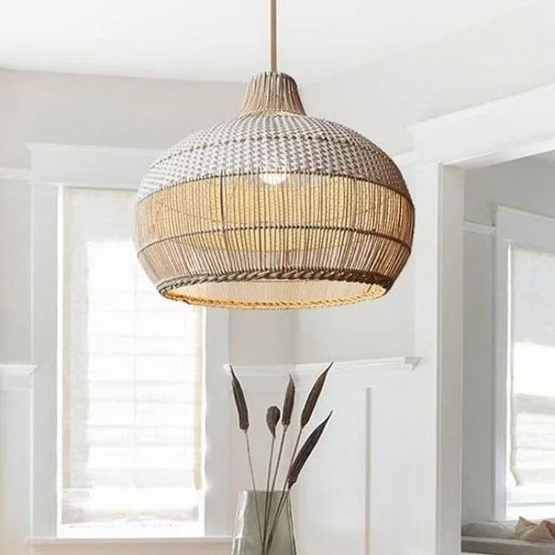 Nordic Rattan Pendant Lights Living Rooms Restaurants Homestays Retro Zen Atmosphere Lighting