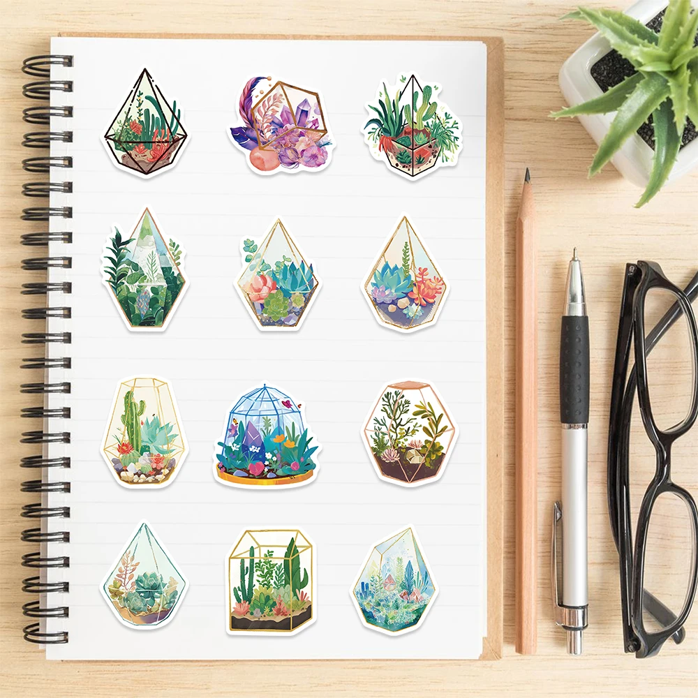 50Pcs Glass House Stickers Crafts And Scrapbooking Decals For Kids Toys Book Decorative Sticker DIY Stationery