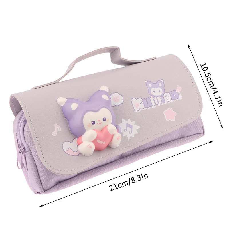 Gato bonito grande capacidade aliviar o estresse lápis caso grande caixa de lápis portátil meninas caneta saco dupla camada bolsa escolar kawaii