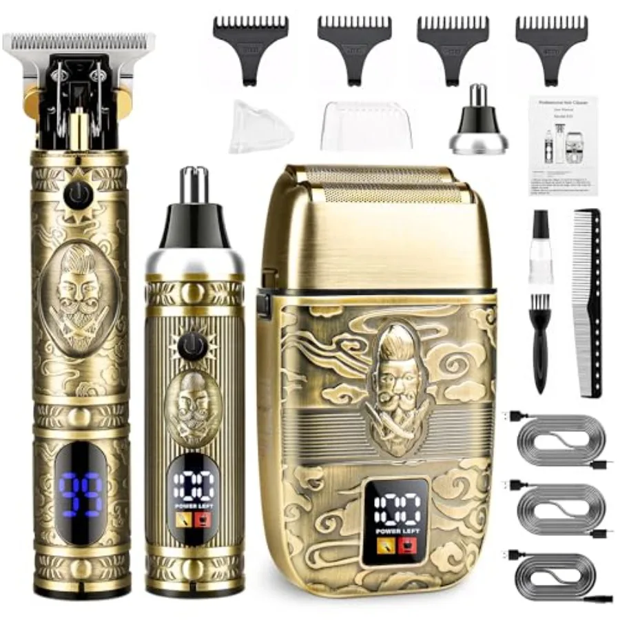 

Electric Shaver Razor T-Blade Beard Trimmer Nose Hair Trimmer Shaver SetCordless RechargeableBarber Clippers Professional Hair