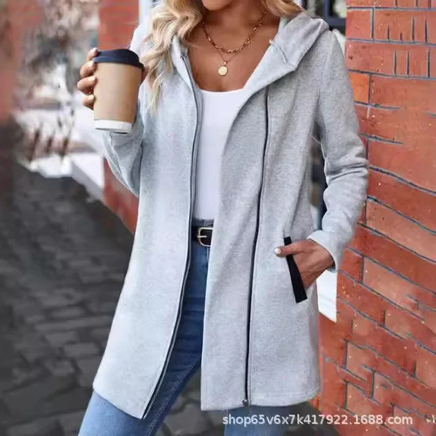 2023 Amazon más vendido comercio exterior europeo y americano cremallera forro polar Otoño/Invierno chaqueta con capucha sudadera Casual J