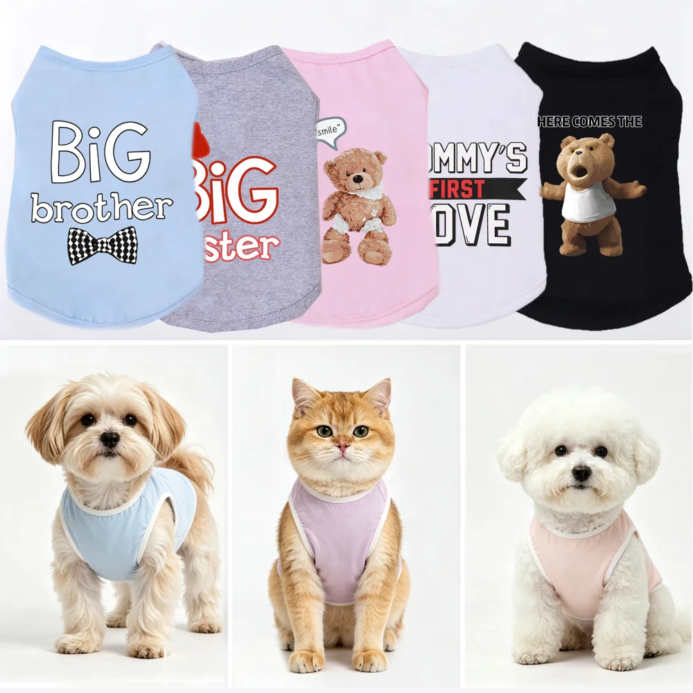 Summer Dog Clothing - Pet Yaz Yelek Sevimli Karikatür Baskı