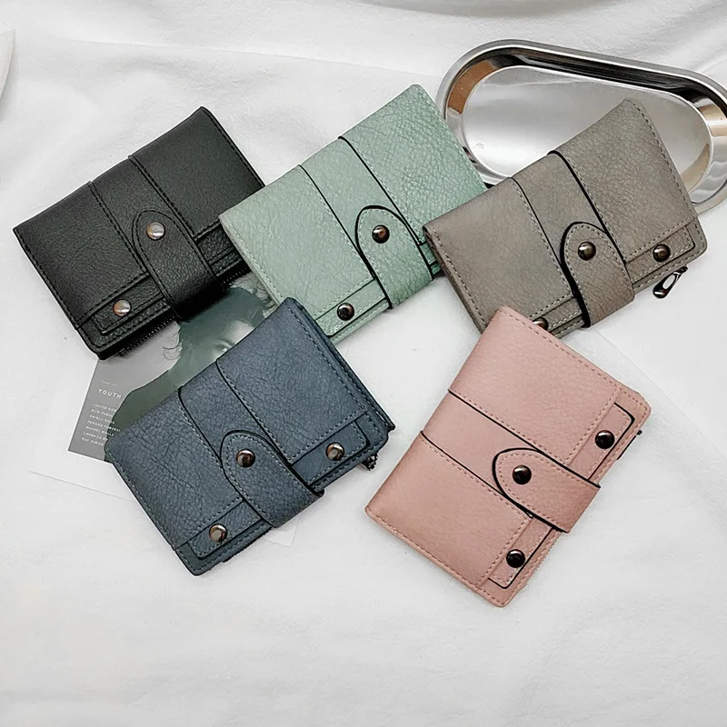 

Stylish Women's PU Leather Wallet Bifold Clutch Multi-card Wallet Buckle Short Coin Purse Money Bag Change Card Holder Handbag