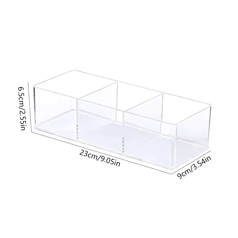 1/3 Grid Clear Acrylic Storage Box Dressing Table Cosmetics Lipstick Sorting Drawer Sundries Compartment Organizer