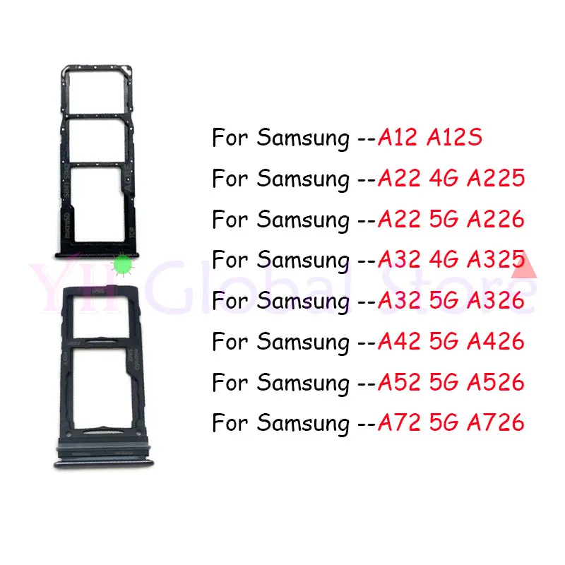 5PCS For Samsung Galaxy A12 A12S A22 A32 A42 A52 A72 4G 5G Sim Card Board Micro SD Card Reader Adapters Repair Parts