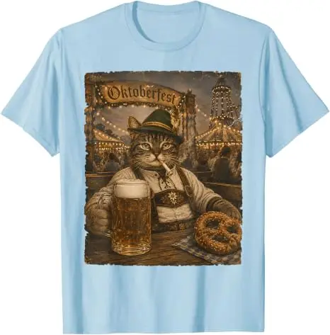 Oktoberfest Herren Lederhosen Lustiges Deutsches Biertrink-Meme T-Shirt Y2k Oktoberfest Kostüm Grafik Katze Papa Trinker T-Shirt Geschenk – Detail 16