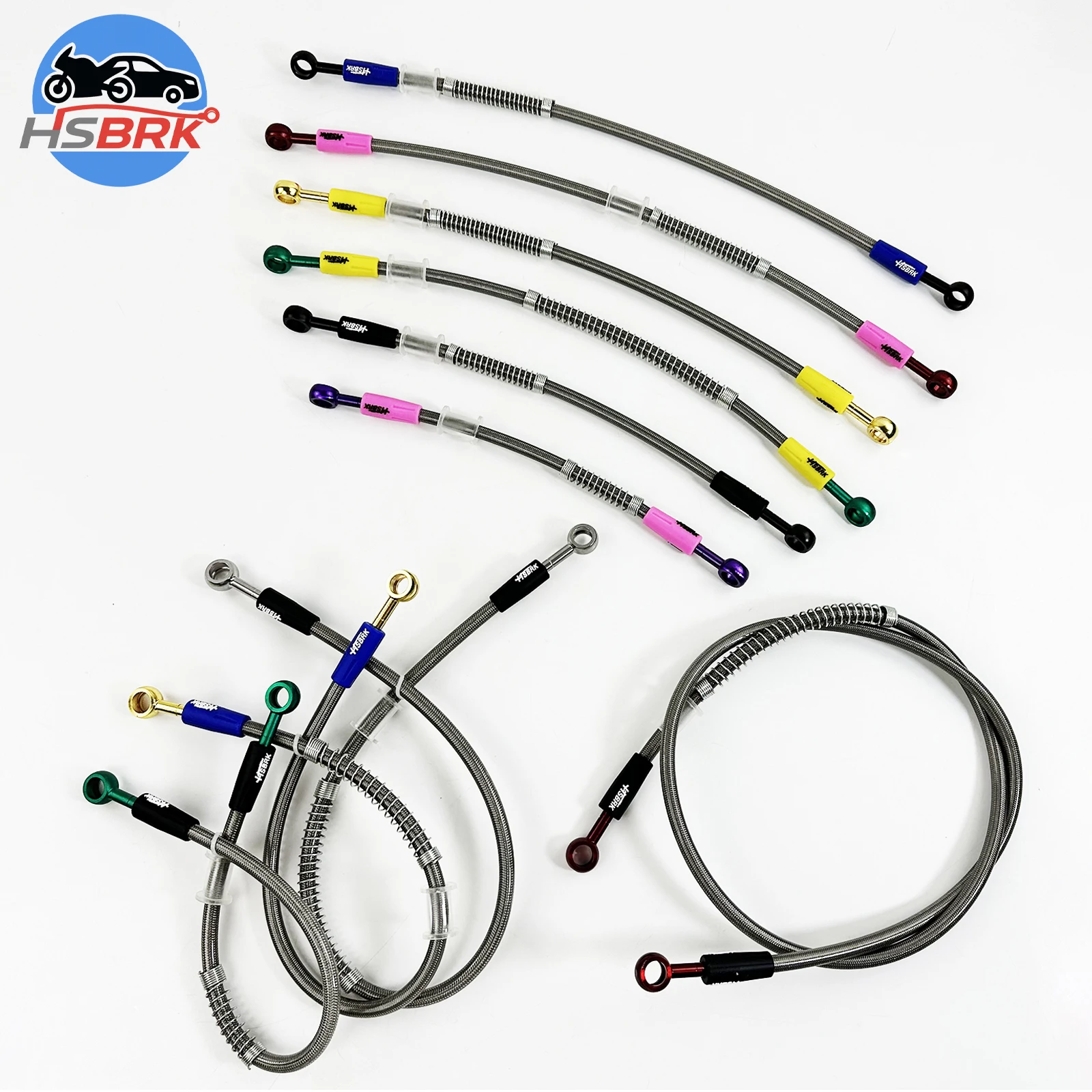 10-500CM Silver M10*1.0mm 0° Stainless Steel Braided PTFE Brake Hose Connector in Various Colors for Car/Motorcycle Modification