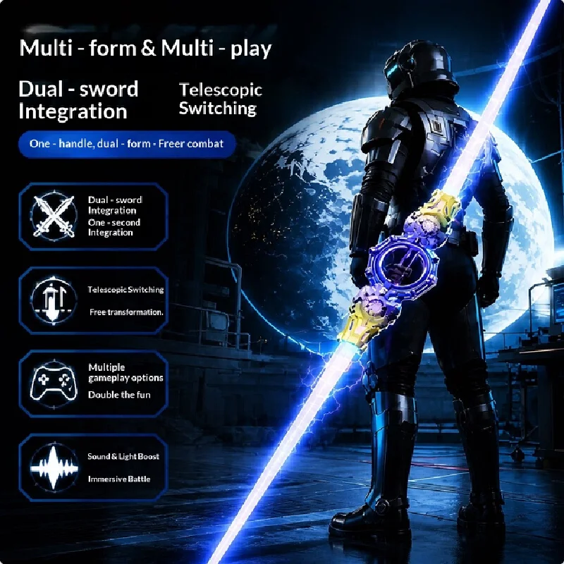 Retractable Double Headed Rotating Laser Sword 12 Color Changing Glowing Led Light Up For Cosplay Outdoor Party Collectible Toy