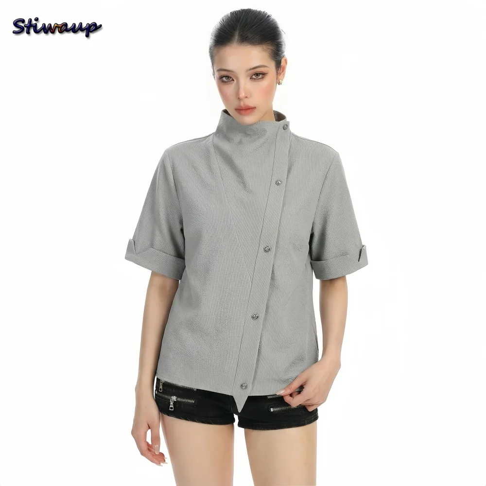 

Women's Shirt 3D Asymmetrical Cowl Neck Women Designer Blouse Woman High Quality Women's Clothing Fashion 2026 Woman Top Quality