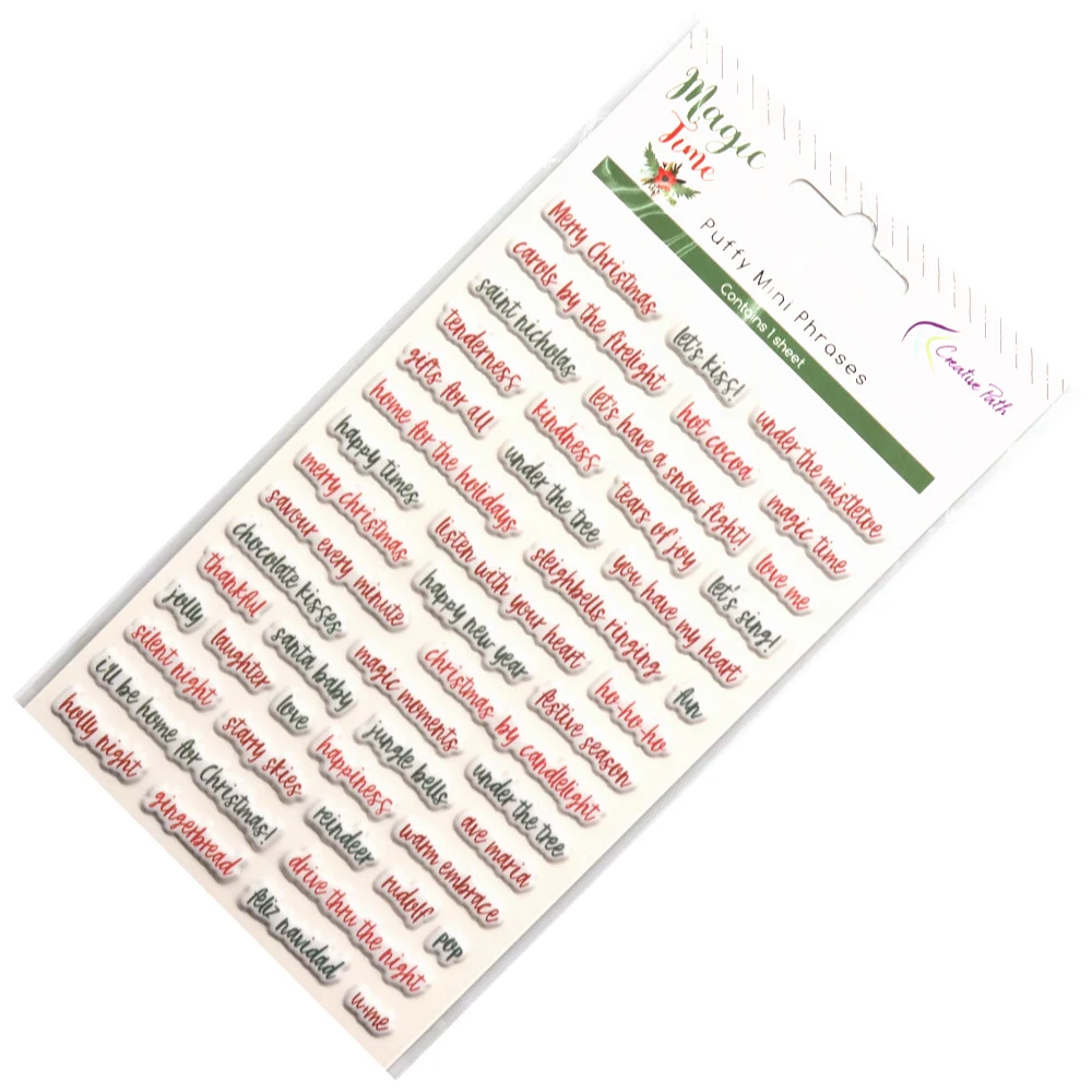 Creative Path Schwarz-Rote Puffy Mini-Kurzsatz-Aufkleber, selbstklebende Scrapbooking-Weihnachtsaufkleber für Journaling und Kartenherstellung – Detail 6