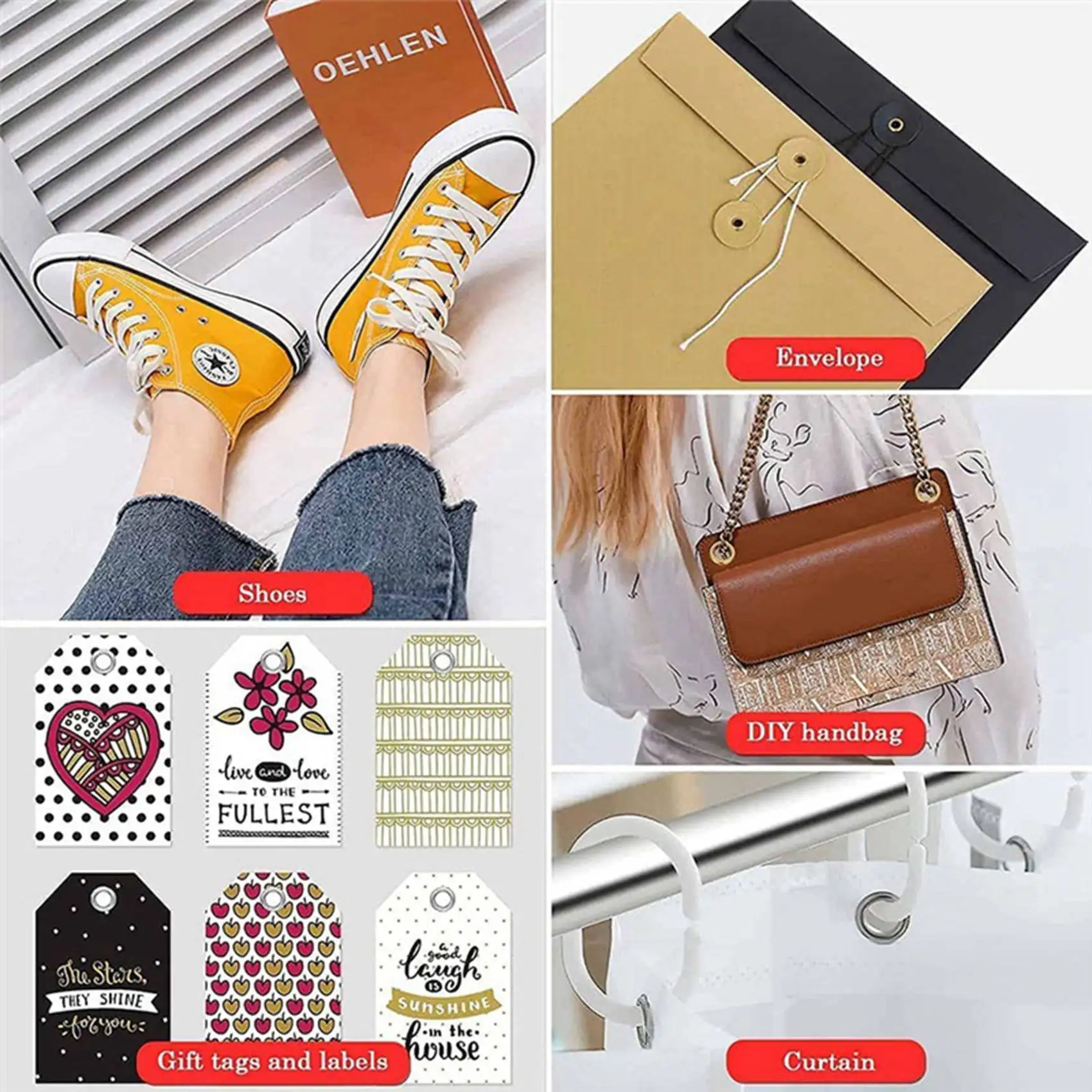 Trending Now Grommet Eyelet Pliers Kit, 1/4 Inch 6mm Grommet Tool Kit with Metal Eyelets with Washers, Eyelet Grommets