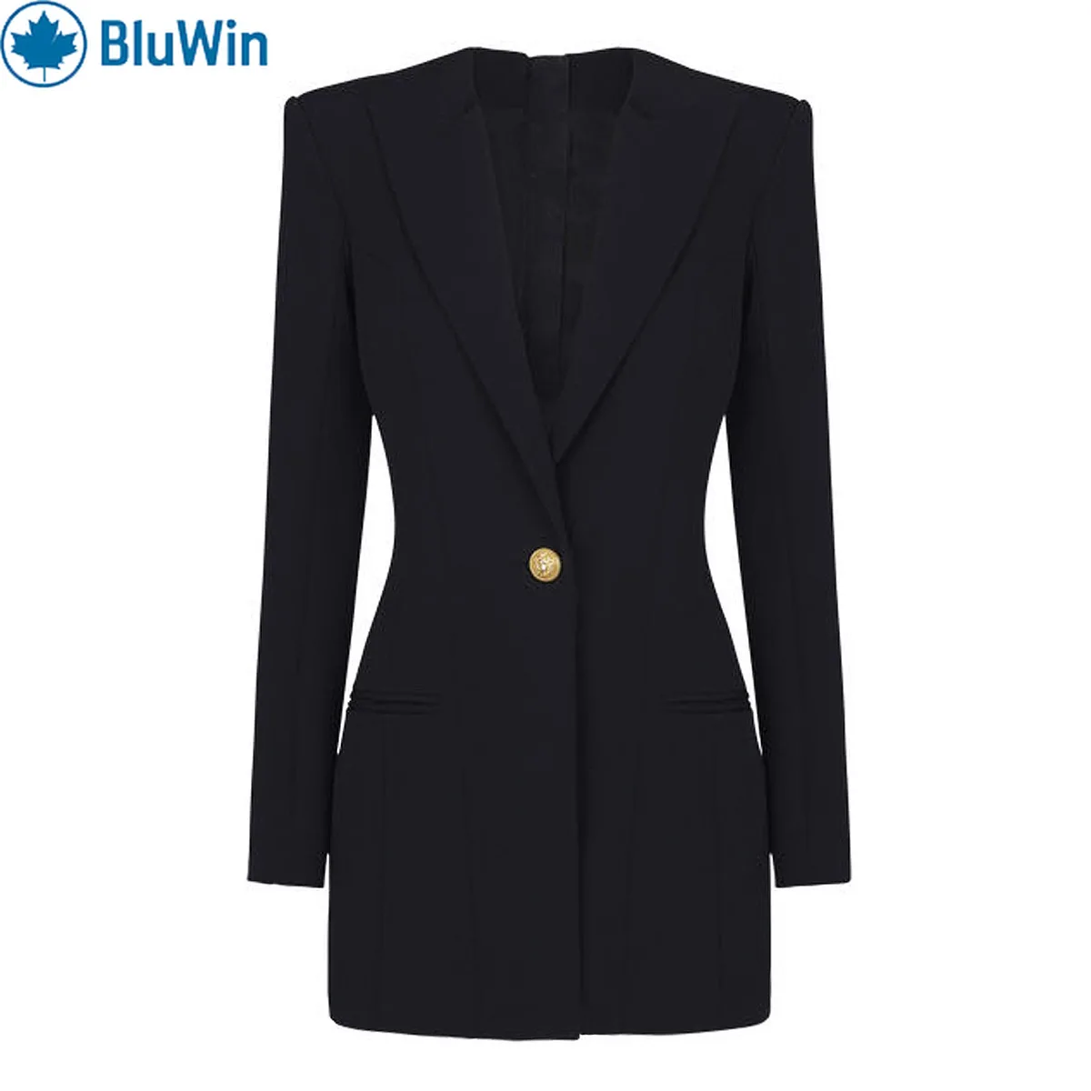 

BluWin 2025 весенний 3 цвета осенний модный однотонный облегающий элегантный офисный женский костюм с длинными рукавами платье для женщин