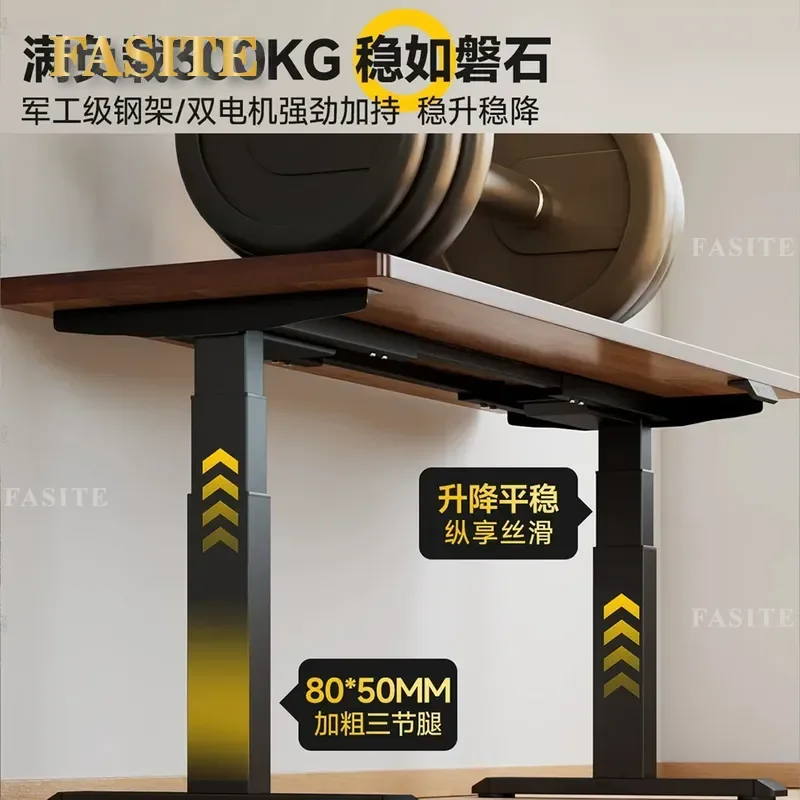 For Solid Wood Electric Lifting Table Computer Desk Bedroom Study E-sports Gaming Workstation Adjustable Height Ergonomic