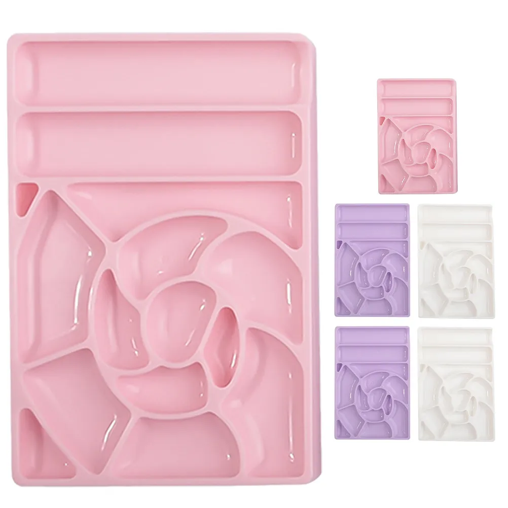 

6Pcs Nail Art Palette Plastic Nail Polish Mixing Plate for Blending Colors Professional Salon Home Use Multi Grid Design Easy