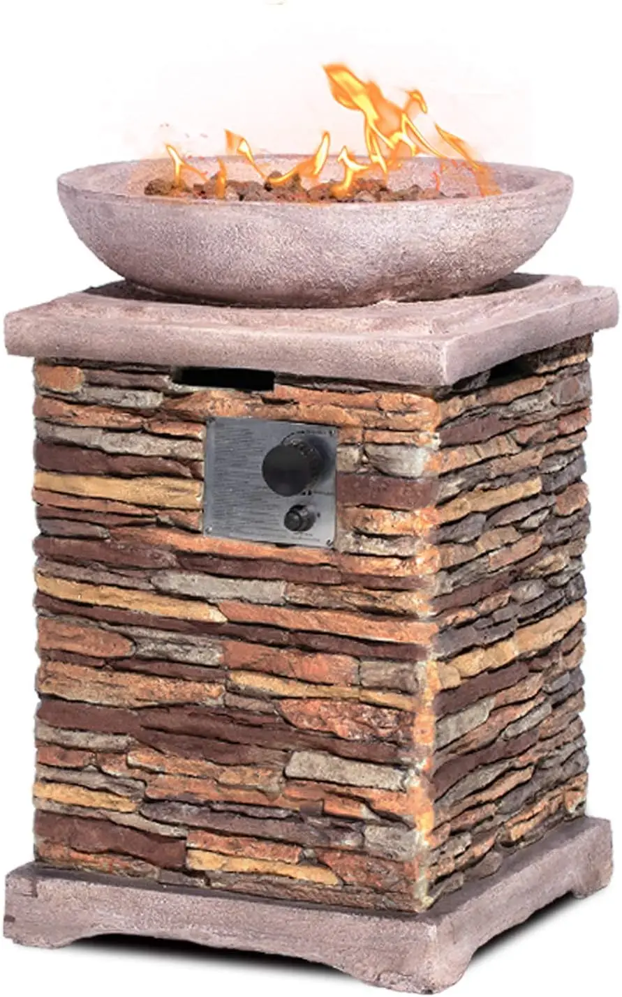 Outdoor Propane Fire Pit, Gas for Outside Patio Table Column 40,000 BTU