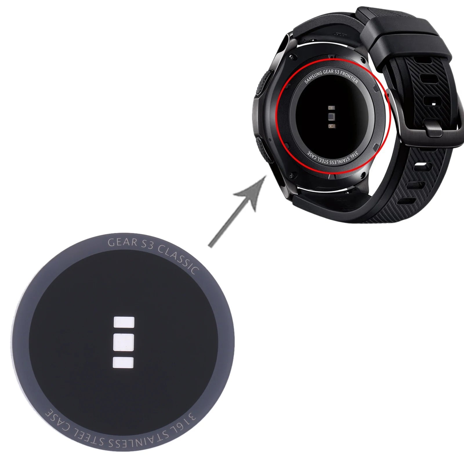 Back Cover for Samsung Galaxy Gear S3 classic SM-R770 / Galaxy Gear S3 classic SM-R732/R735 Watch Repair Spare Part