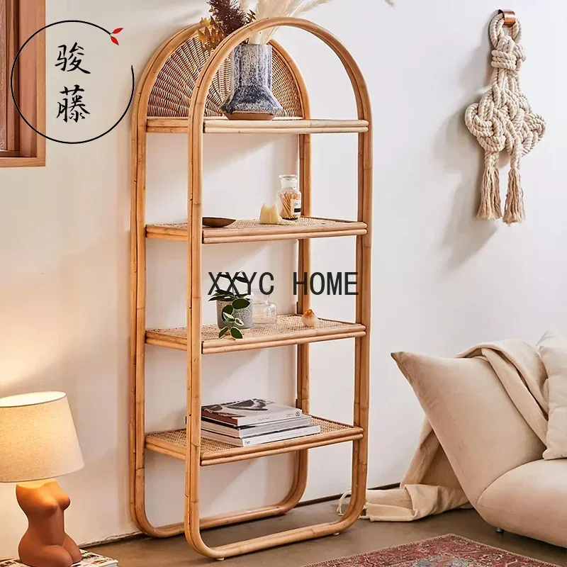 

Rotan Boekenplank Vloerplank Japanse Huishoudelijke Boekenkast Vitrine Multi-Layer Partitie Opslag
