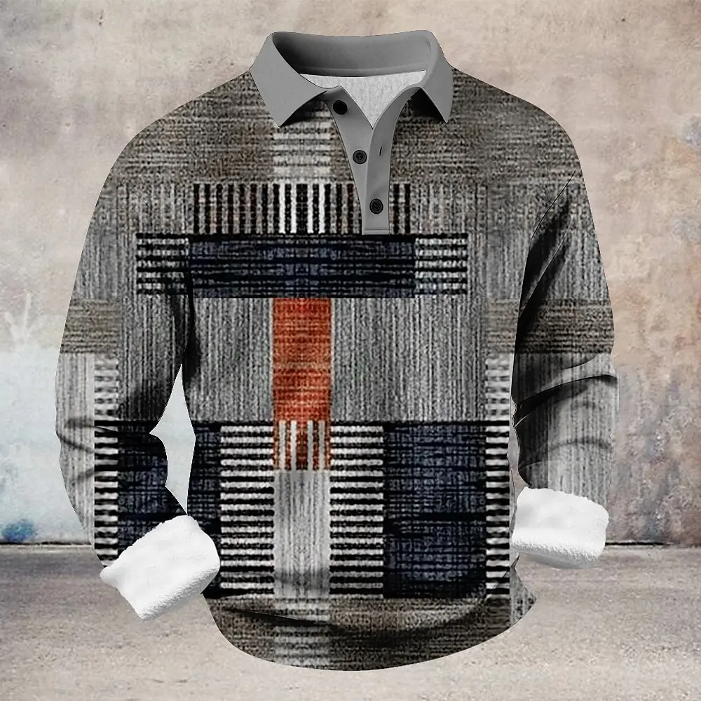 Men's Designer Patchwork Polo – Slim Fit Geometric Block Top for Art Events, Social Gatherings & Statement Outfits