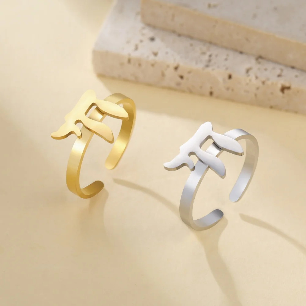 1pc Jewish Chai Rings Stainless Steel Hebrew Letter Sign of Life Open Ring Women Men Protection Amulet Judaism Jewelry