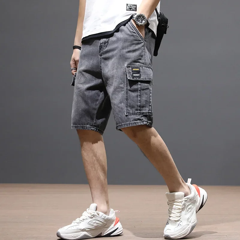 

Summer Thin 2024 Denim Shorts Men's Workwear Short Pants Trend Loose Outer Wear Trousers Breeches Cowboy Teenagers Cargo Jeans