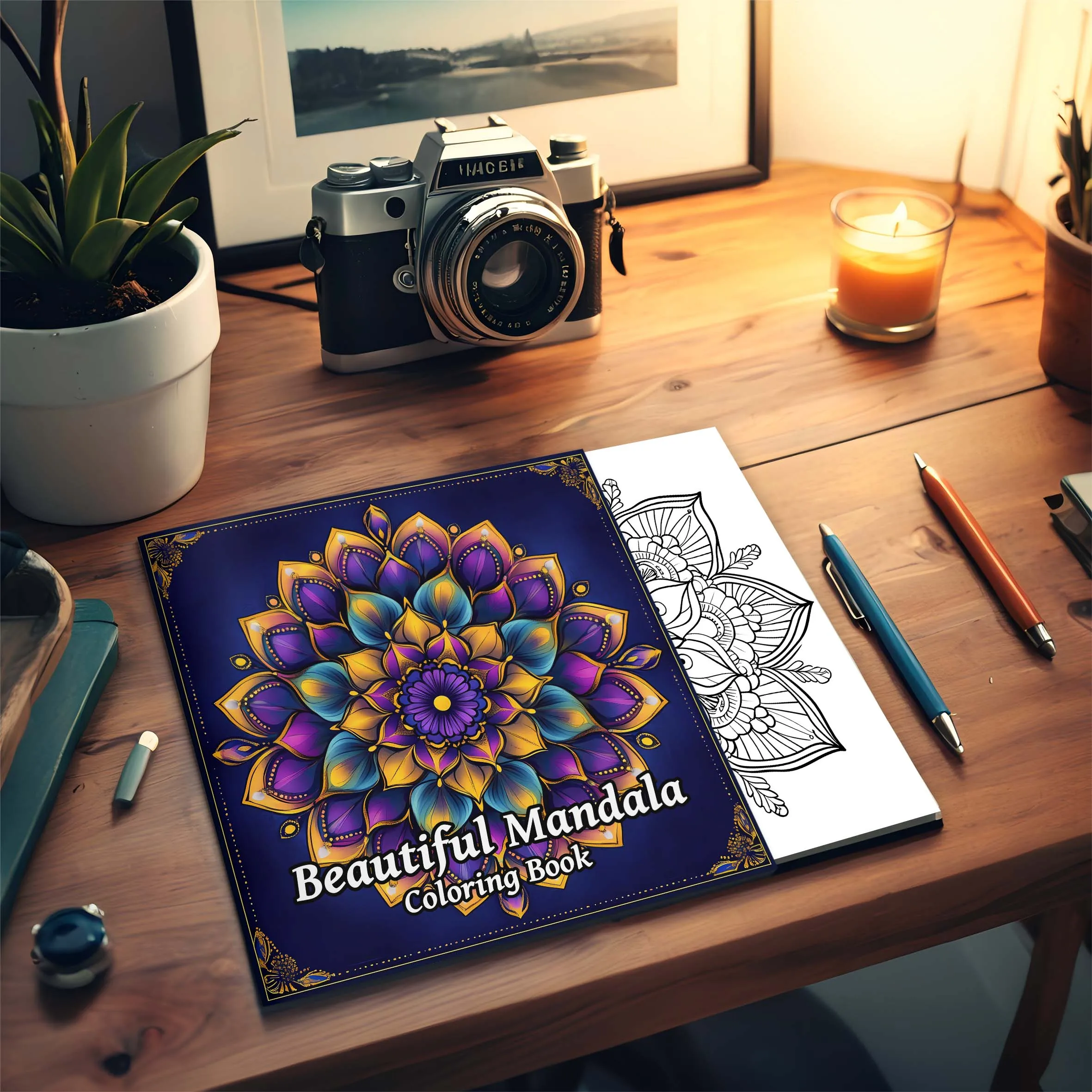 BeautIful Mandala Art Coloring Book 24Pages Gift For Birthday Party Relieve Stress Kill Time Graffiti Painting Drawing image 3
