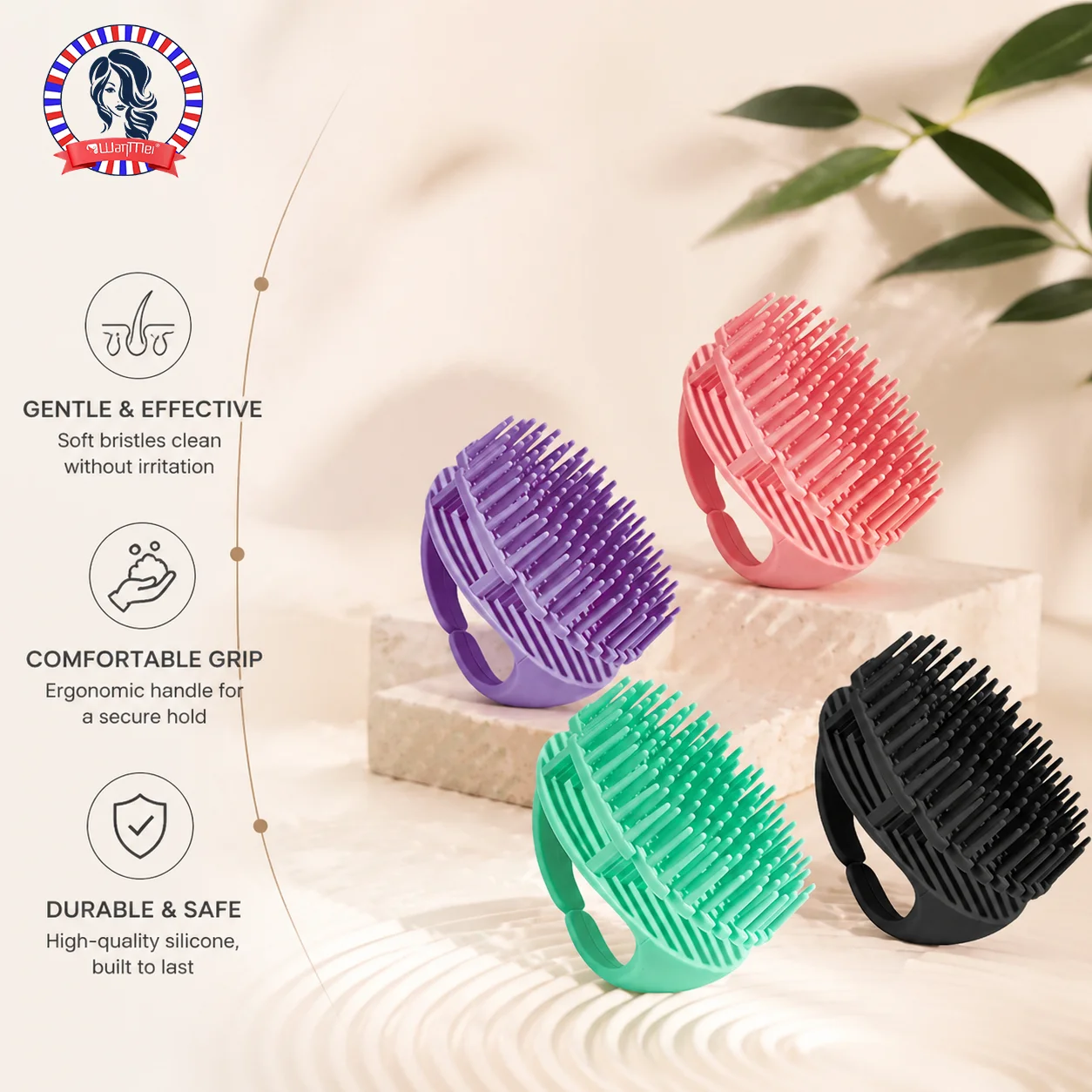 WANMEI Silicone Scalp Massage Brush, Gentle Shampoo Hair Washing Brush for Deep Cleansing & Exfoliating