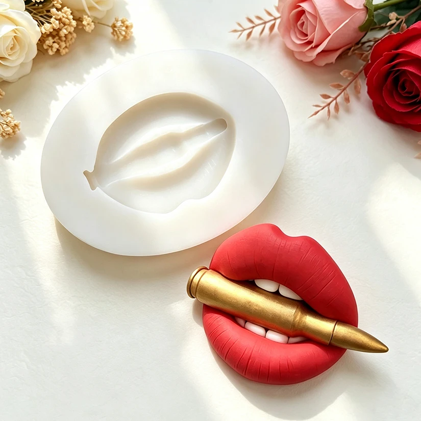 Lip Red Raspberry Cherry Bullet Valentine's Day Silicone Sugarcraft Mold Resin Tools Cupcake Fondant Cake Decorating Tools