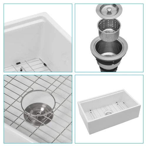 

ATV 30*20 Inch Modern White Single Bowl Ceramic Kitchen Sink Wholesale Apron Front Kitchen Sink Set