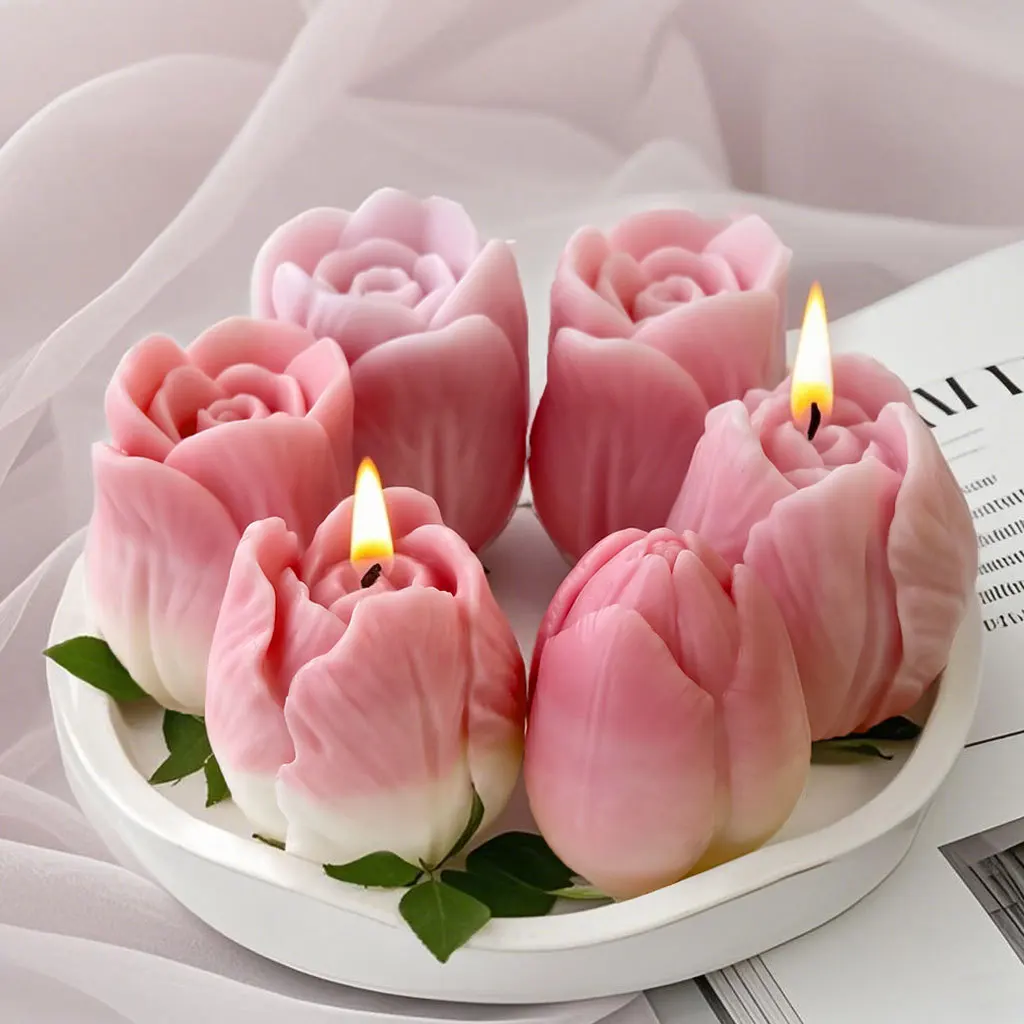 Tulip Candle Holder Silicone Mold for Candles and Diffuser Stones DIY Flower Shaped Resin Craft Kit Wedding Favor Gift Deco Supp