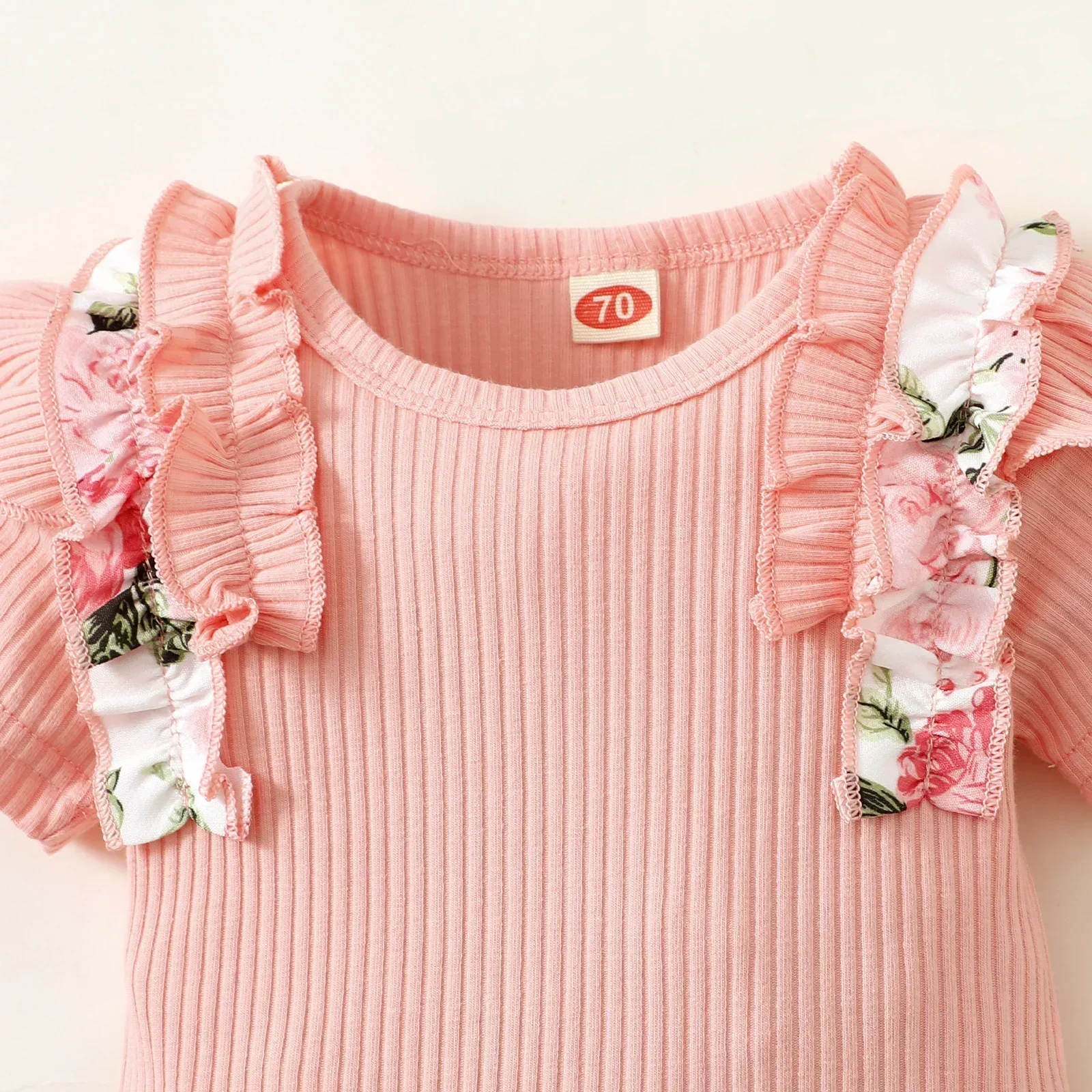 Fashion Summer Newborn Baby Girl Clothes Set Short Sleeve Ruffle Romper Tops Floral Print Shorts Headband Infant 3Pcs Outfits