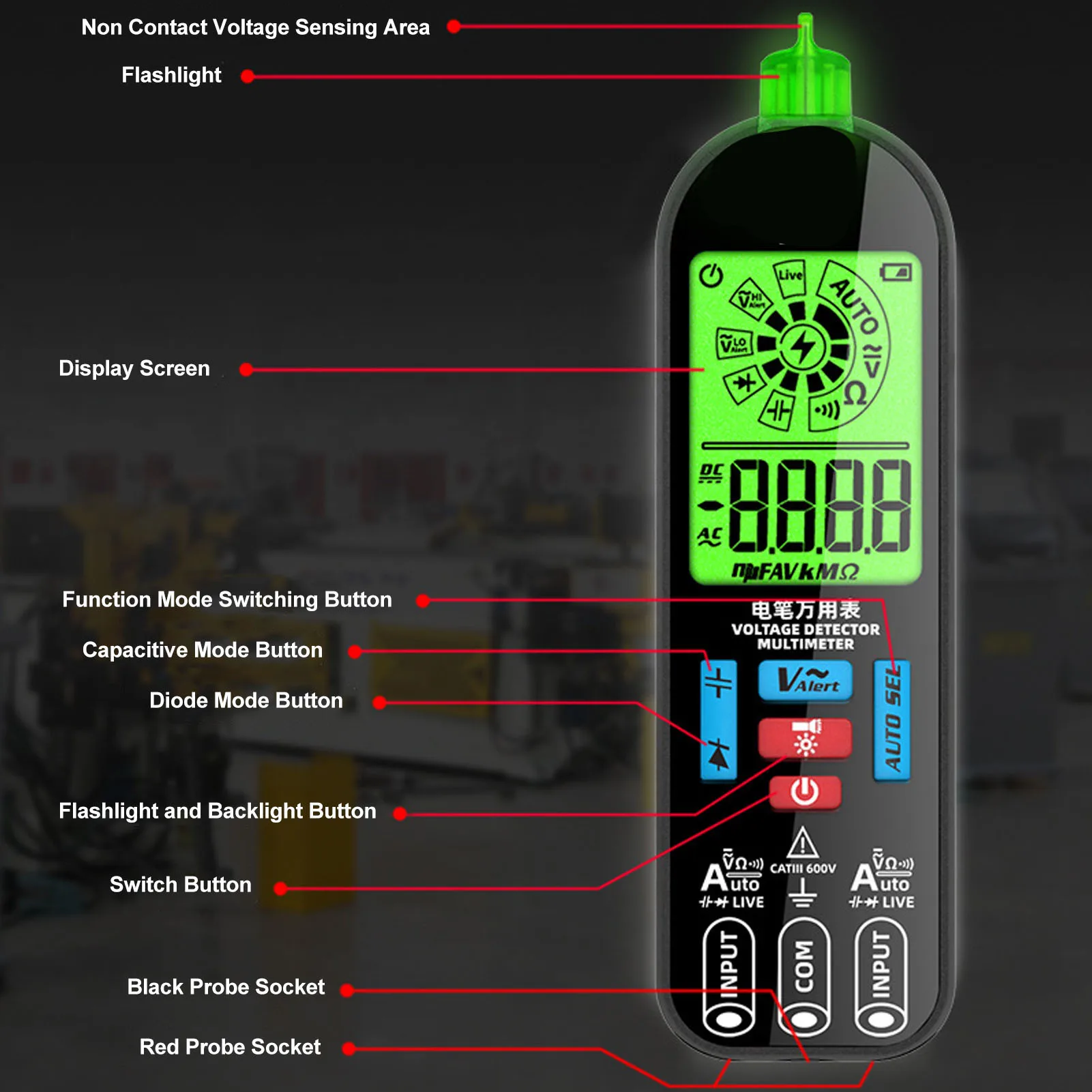 Multimeter Tool Digital Multimeter Digital Multimeter Auto Ranging LCD Display Voltage Capacitance Tester Resistance Meter Tool